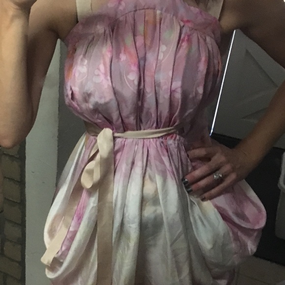 🔥STEAL🔥Nina Ricci Silk Halter Bubble Hem Dress - Picture 2 of 7